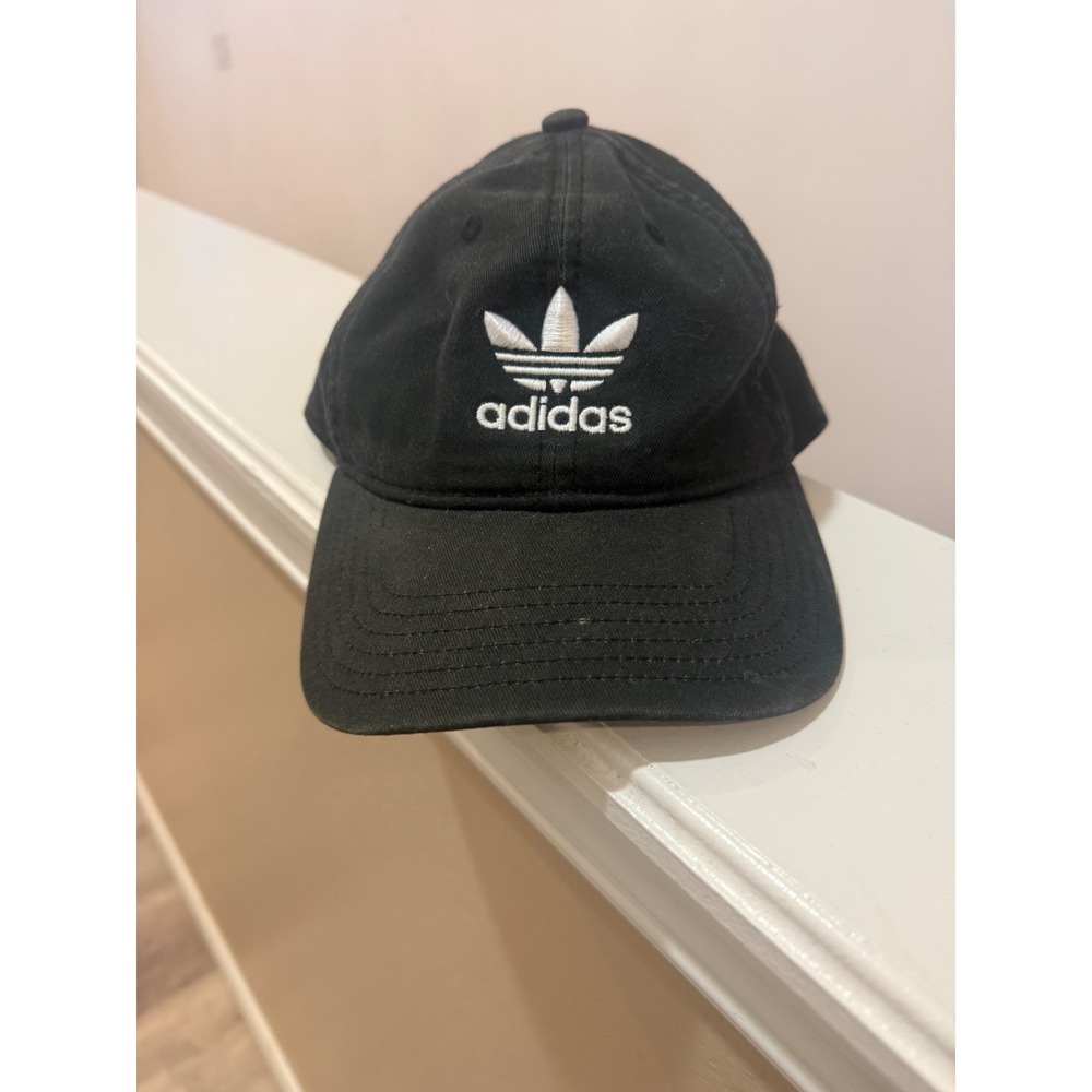 Adidas Originals Trefoil Relaxed Strapback Hat - Black/White Faded Vintage Look